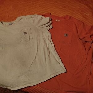 Carhartt T-Shirts in Cream (Off White) and Orange